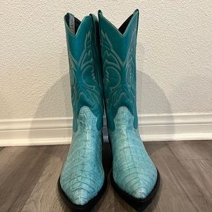 Max Leather - New Men's Custom Turquoise Crocodile Cowboy Boots - Size 13 EE
